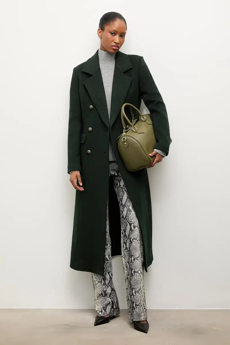 cappotto in lana colore verde miniatura 4