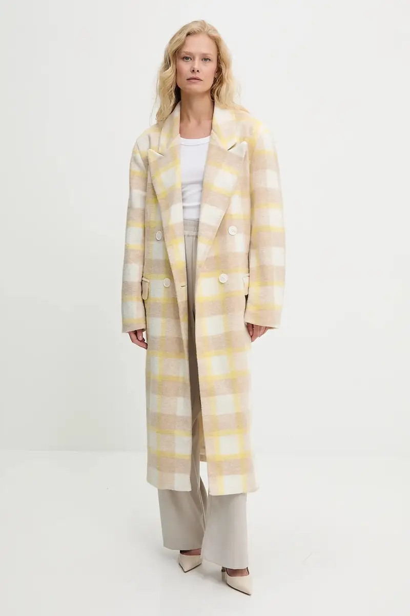 cappotto in lana donna colore giallo miniatura 2