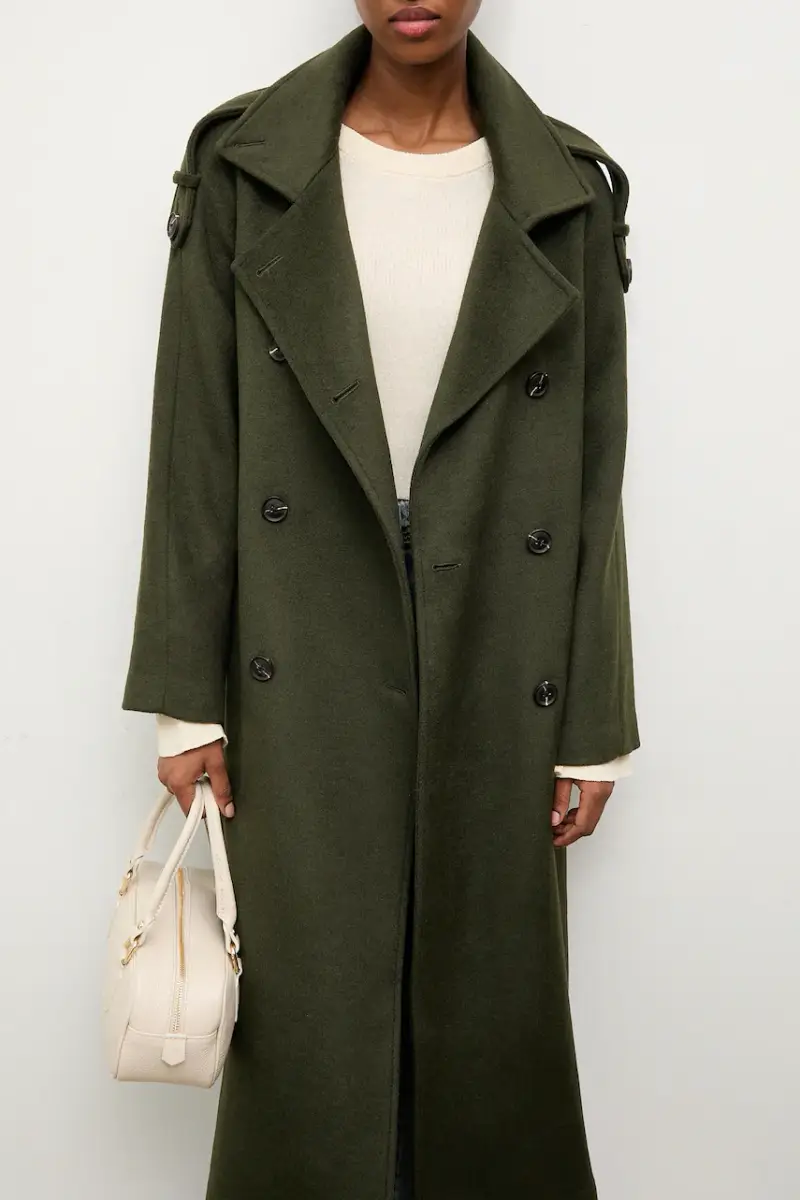 Answear.lab Cappotto in lana verde con taglio largo miniatura 2