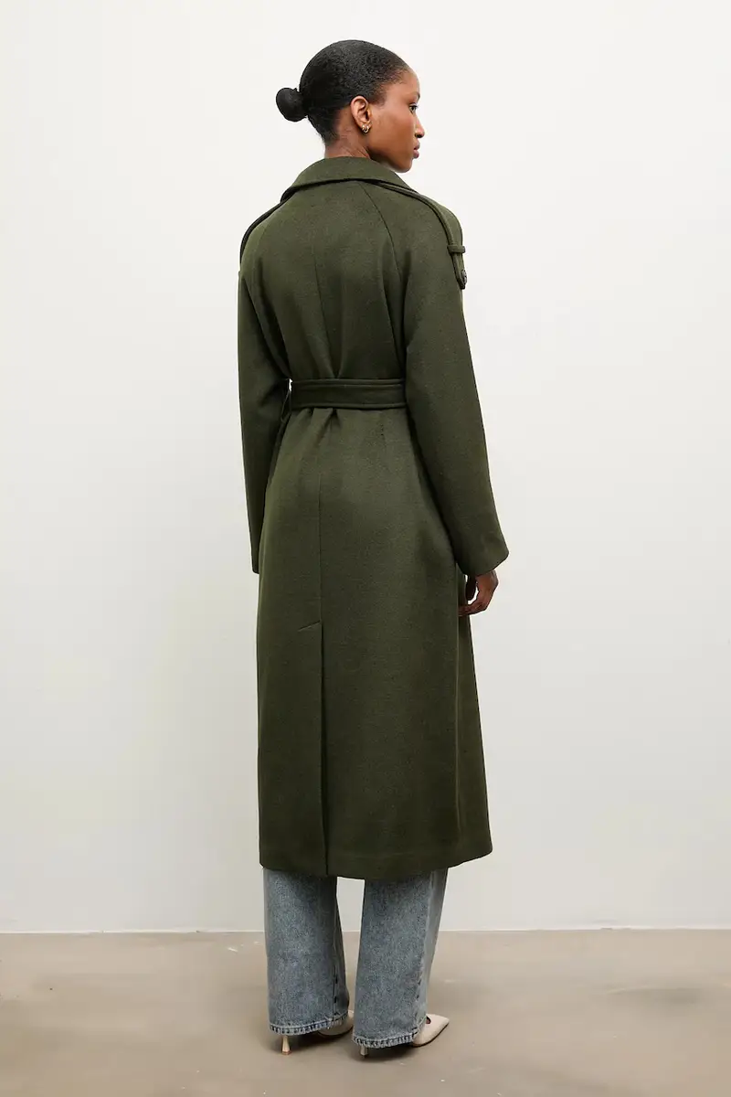 Answear.lab Cappotto in lana verde con taglio largo miniatura 4