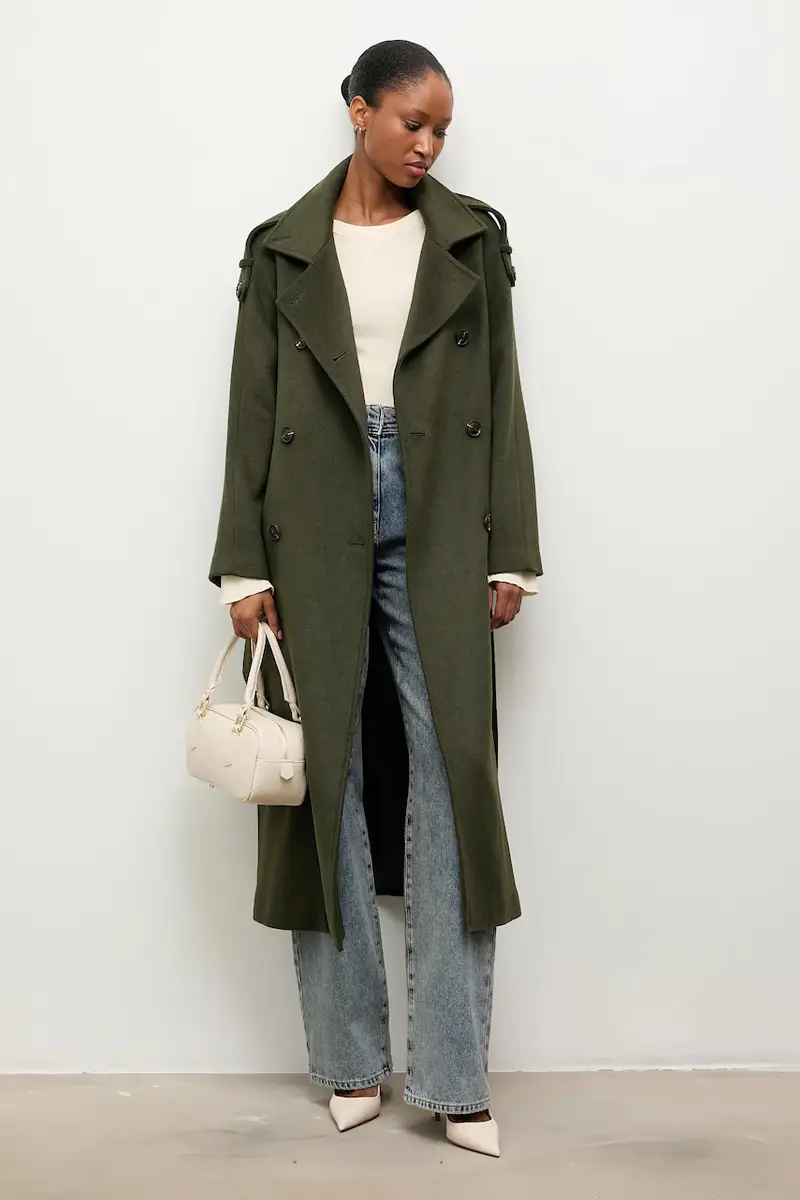 Answear.lab Cappotto in lana verde con taglio largo miniatura 5