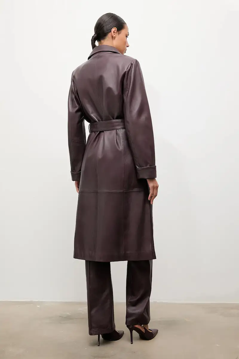 cappotto in pelle colore granata miniatura 3