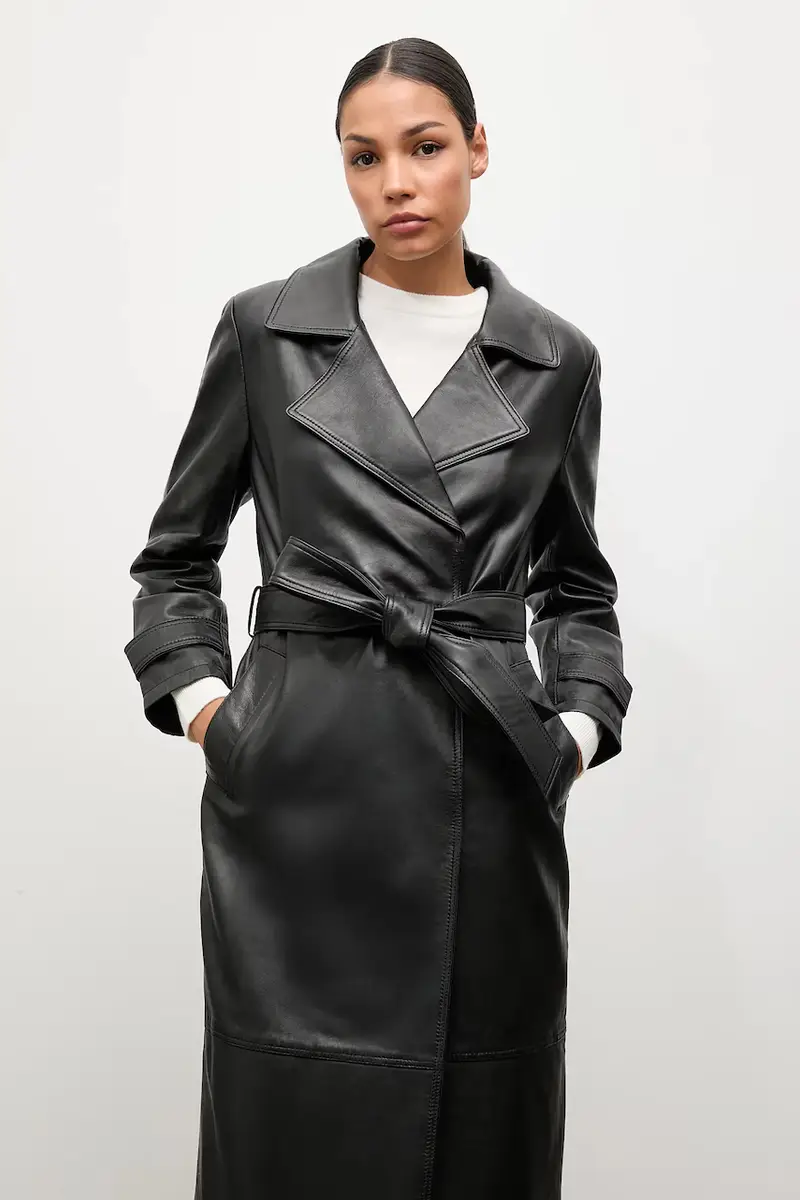 cappotto in pelle colore nero miniatura 4