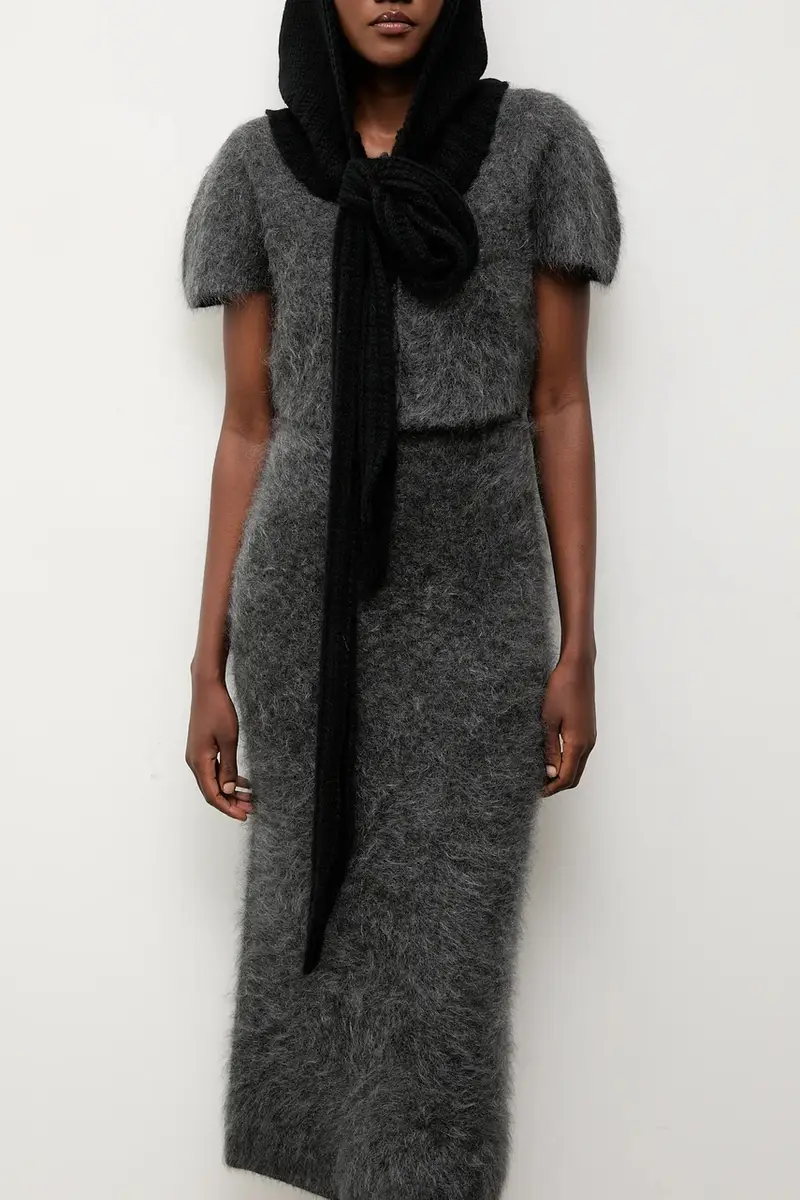 cappuccio con lana Nero miniatura 5