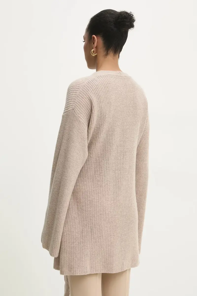 cardigan in lana colore beige miniatura 3