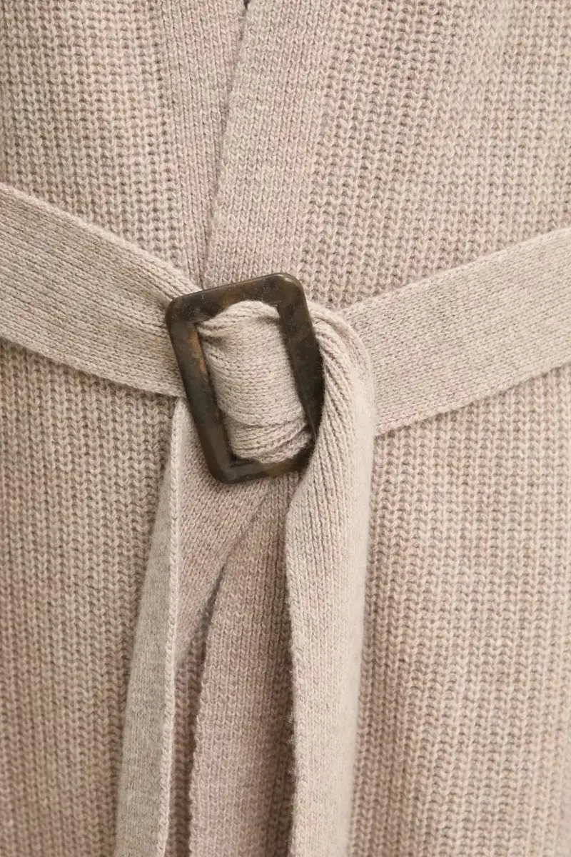 cardigan in lana colore beige miniatura 5