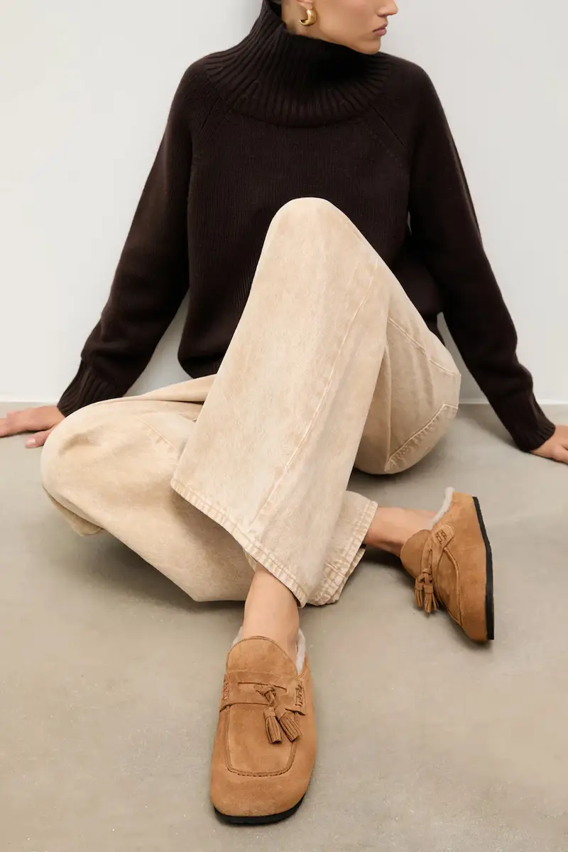 ciabatte slide in camoscio donna colore marrone