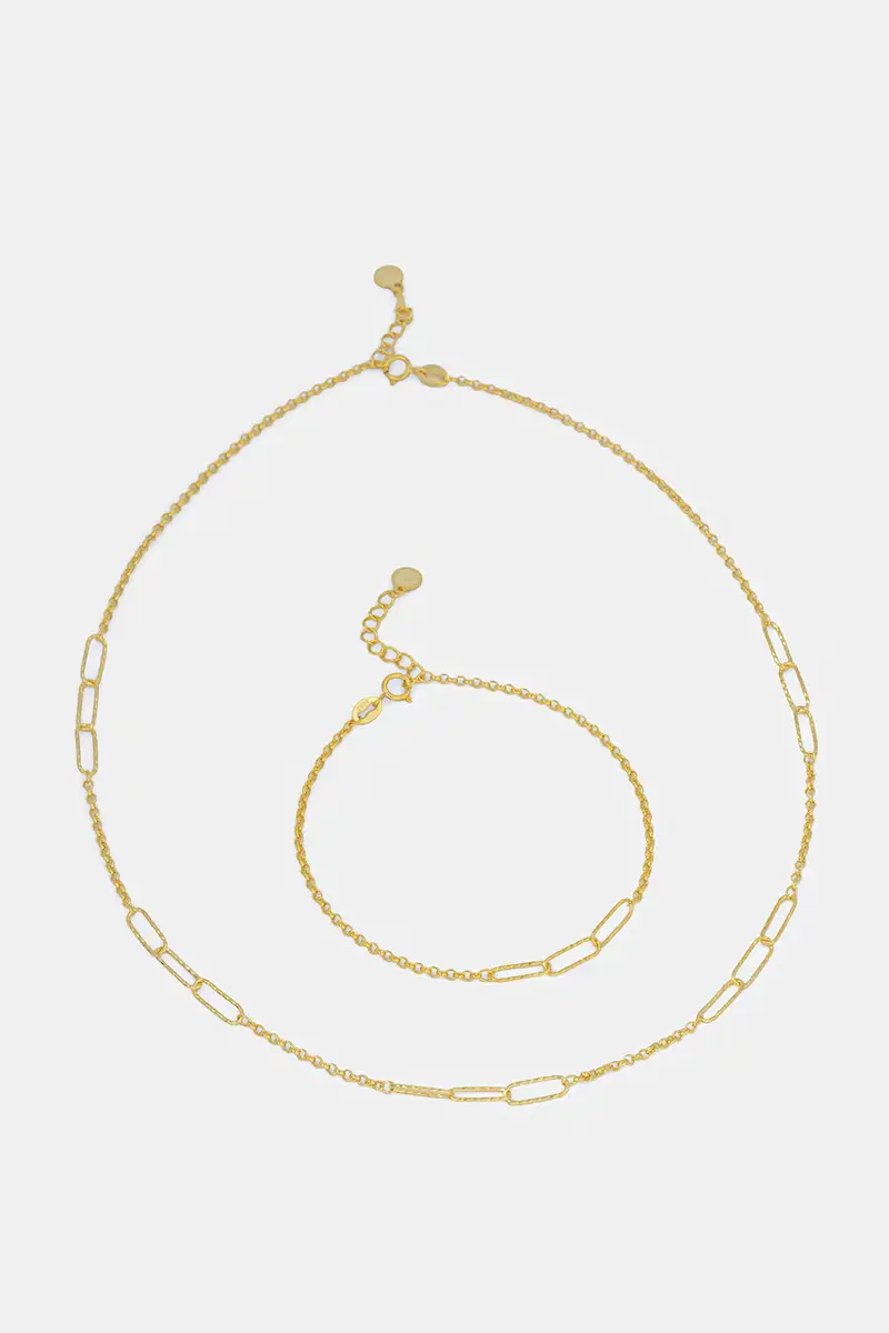 collana e bracciale in argento placcato in oro