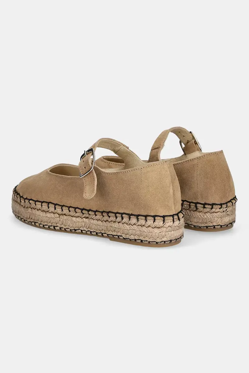 espadrillas in pelle scamosciata colore beige miniatura 3