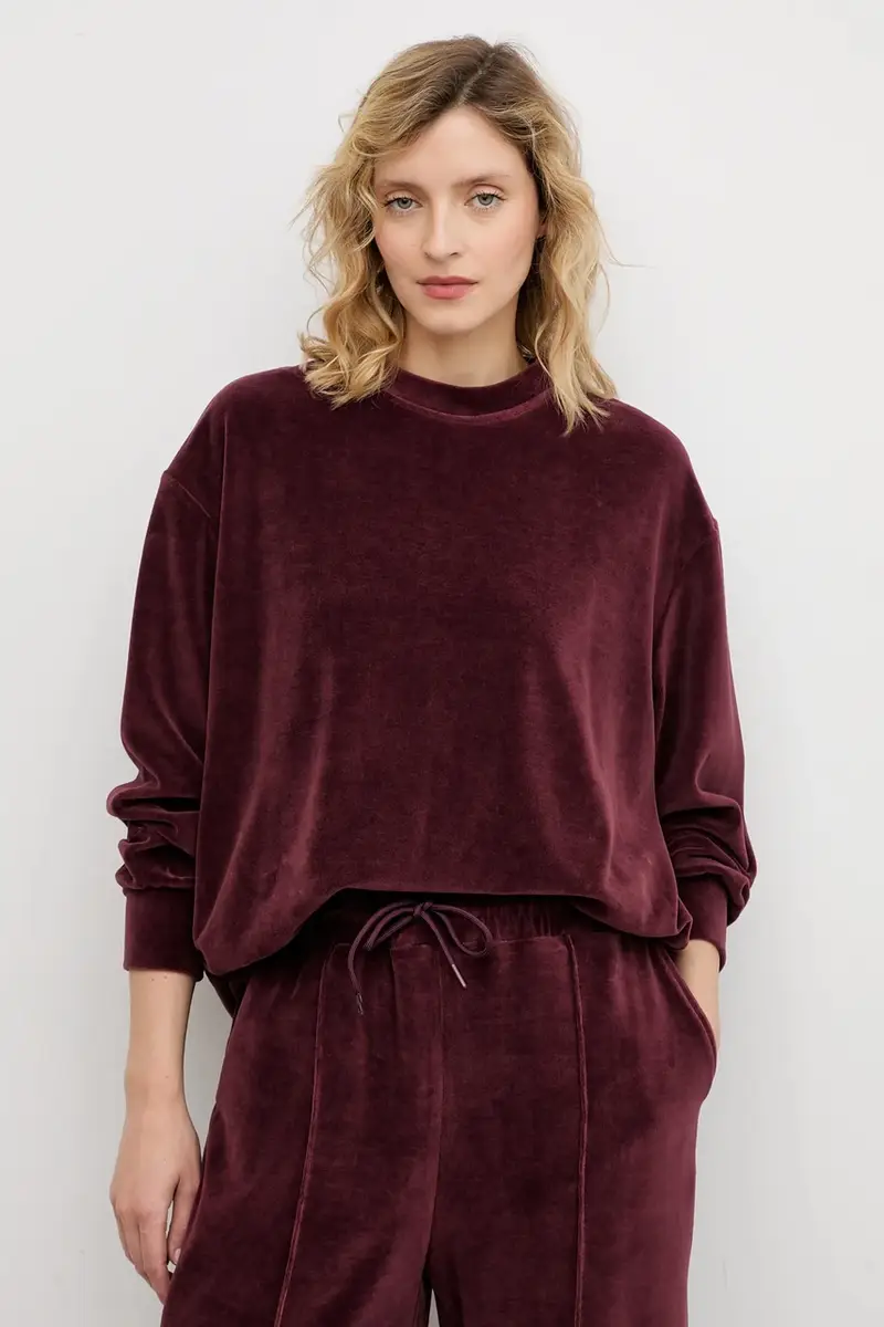 felpa in velluto donna colore granata miniatura 4