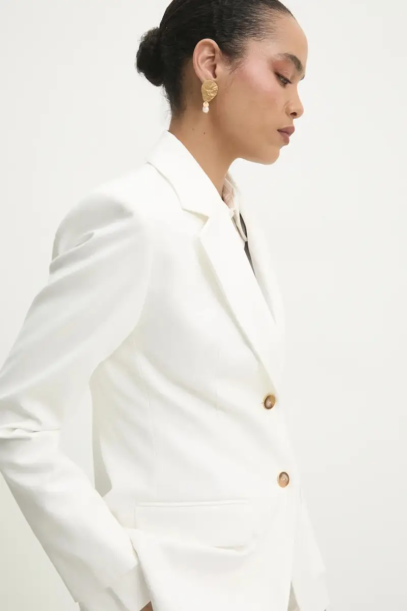 Answear Lab giacca aderente con sciarpa colore bianco