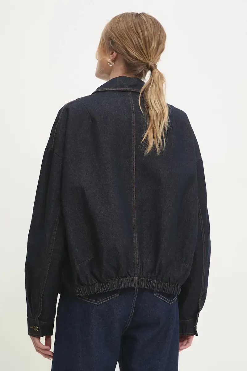 giacca di jeans colore blu navy miniatura 3