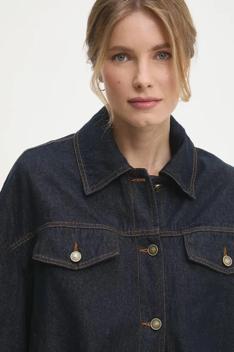 giacca di jeans colore blu navy miniatura 4