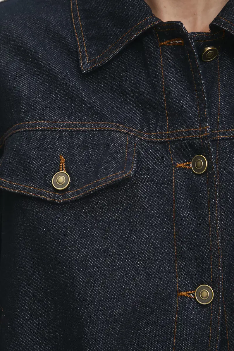 giacca di jeans colore blu navy miniatura 5