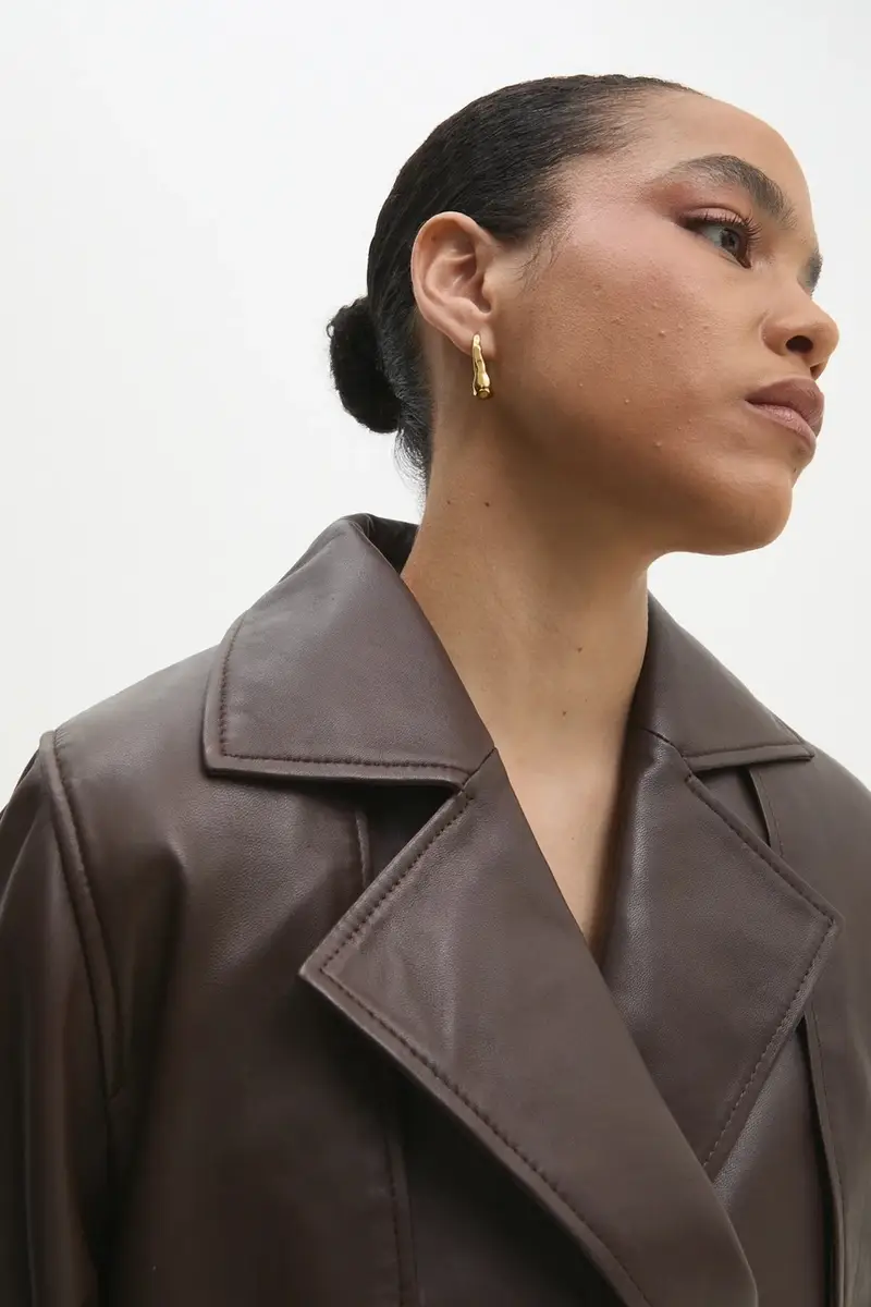 giacca in pelle colore marrone miniatura 5