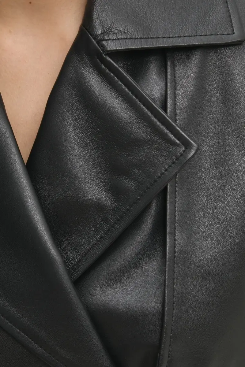 giacca in pelle colore nero miniatura 5