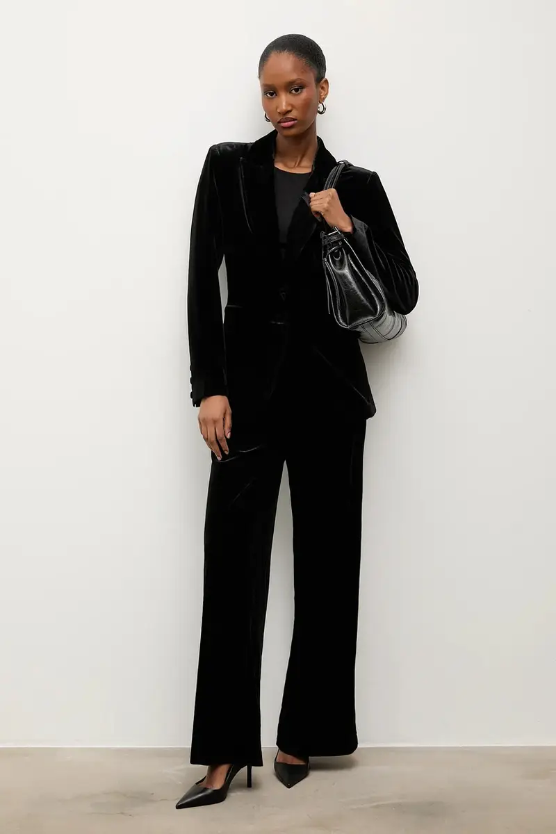 giacca in velluto Nero miniatura 2