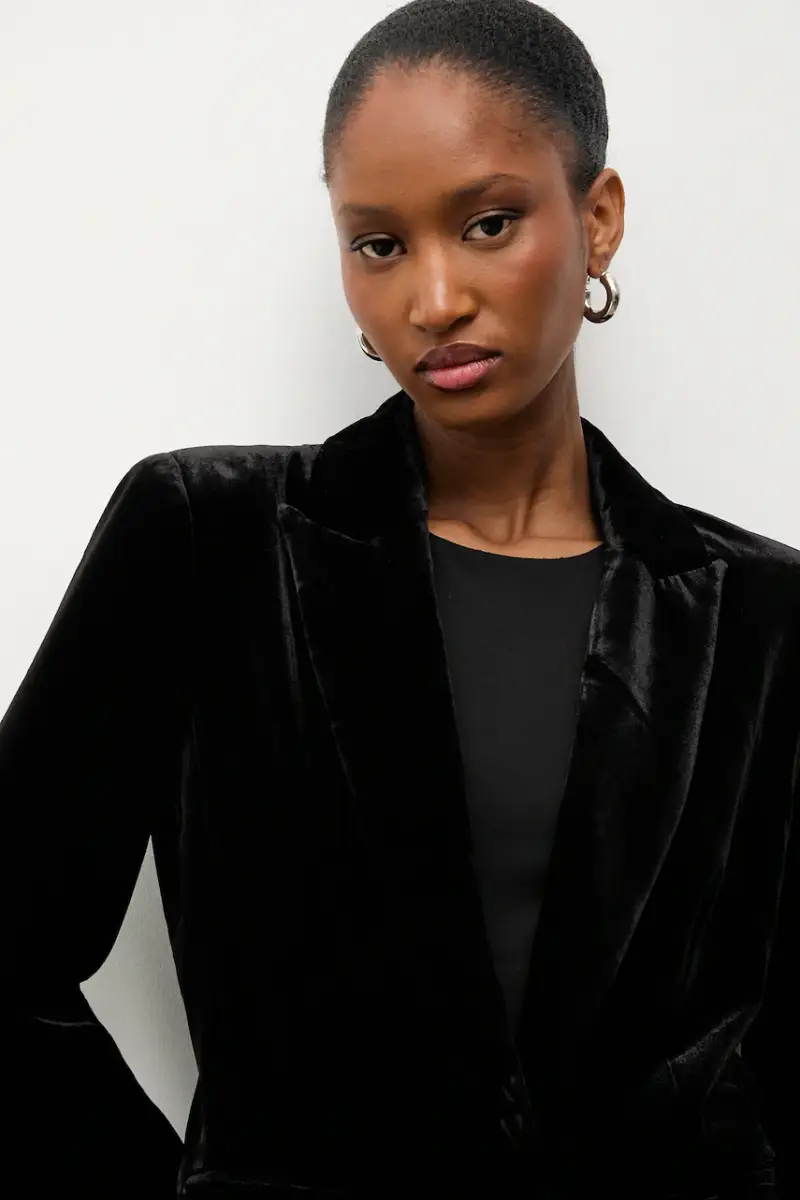 giacca in velluto Nero miniatura 4