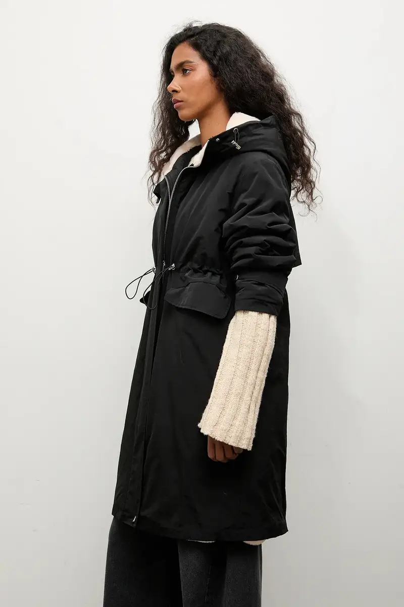 giacca parka colore nero miniatura 5