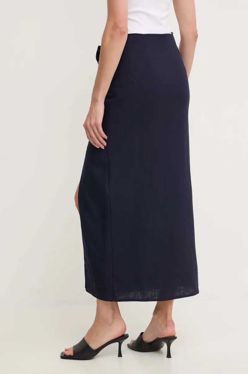 gonna di lino colore blu navy miniatura 2