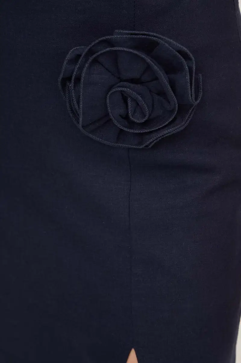 gonna di lino colore blu navy miniatura 3