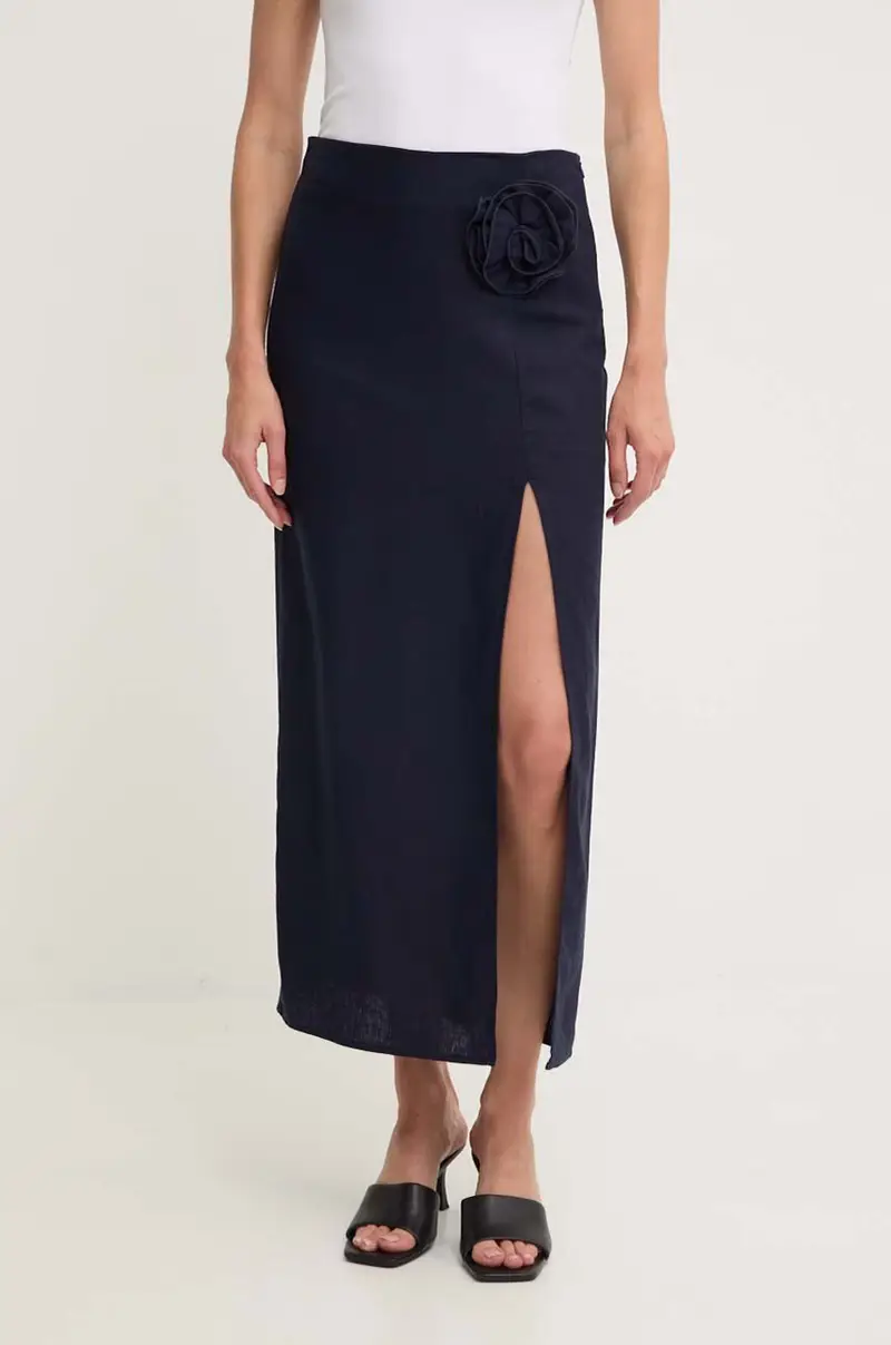 gonna di lino colore blu navy