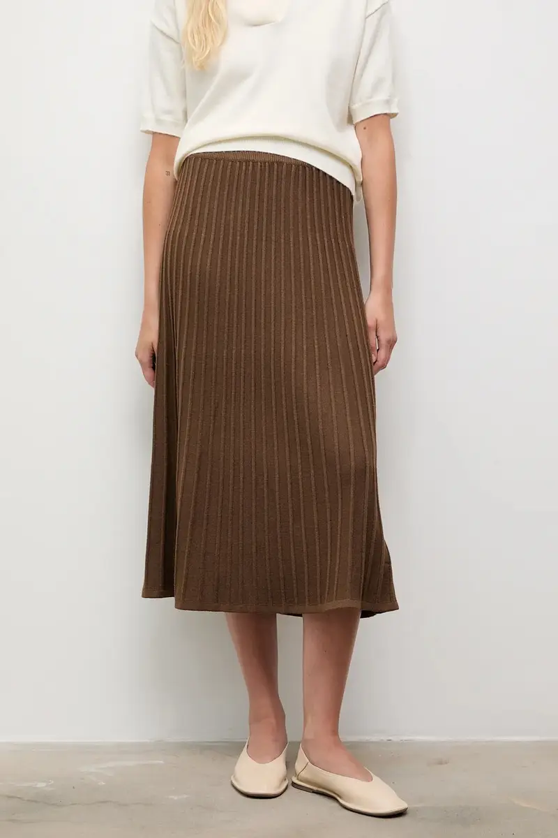 gonna in cashemire colore marrone miniatura 2