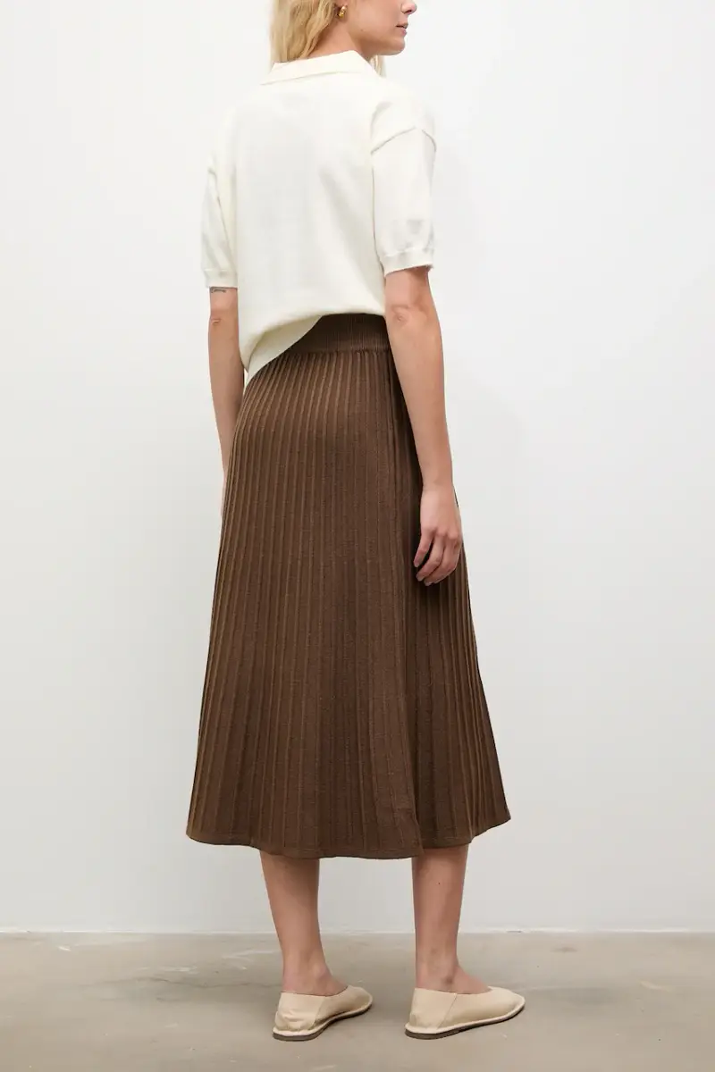 gonna in cashemire colore marrone miniatura 3