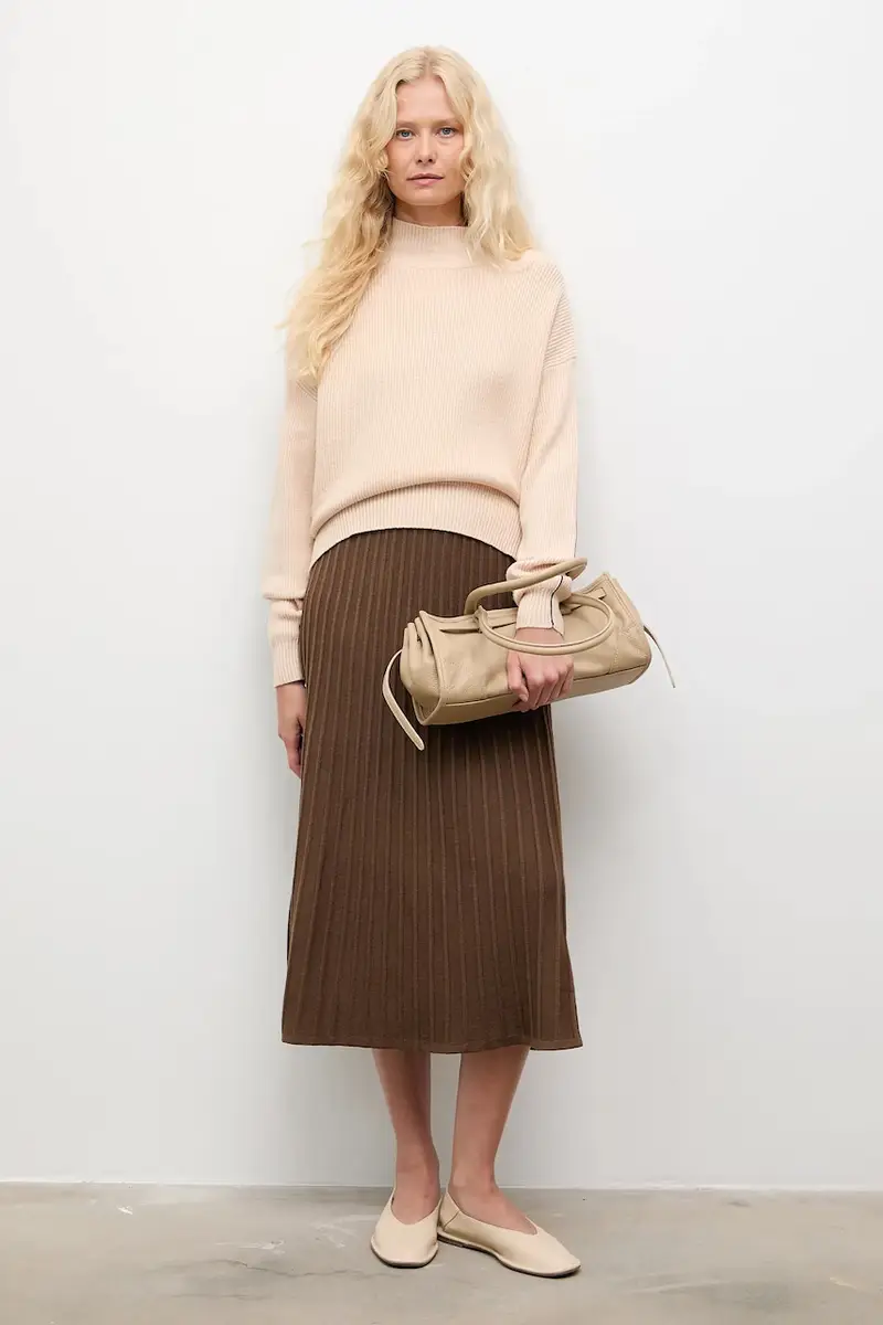 gonna in cashemire colore marrone miniatura 4