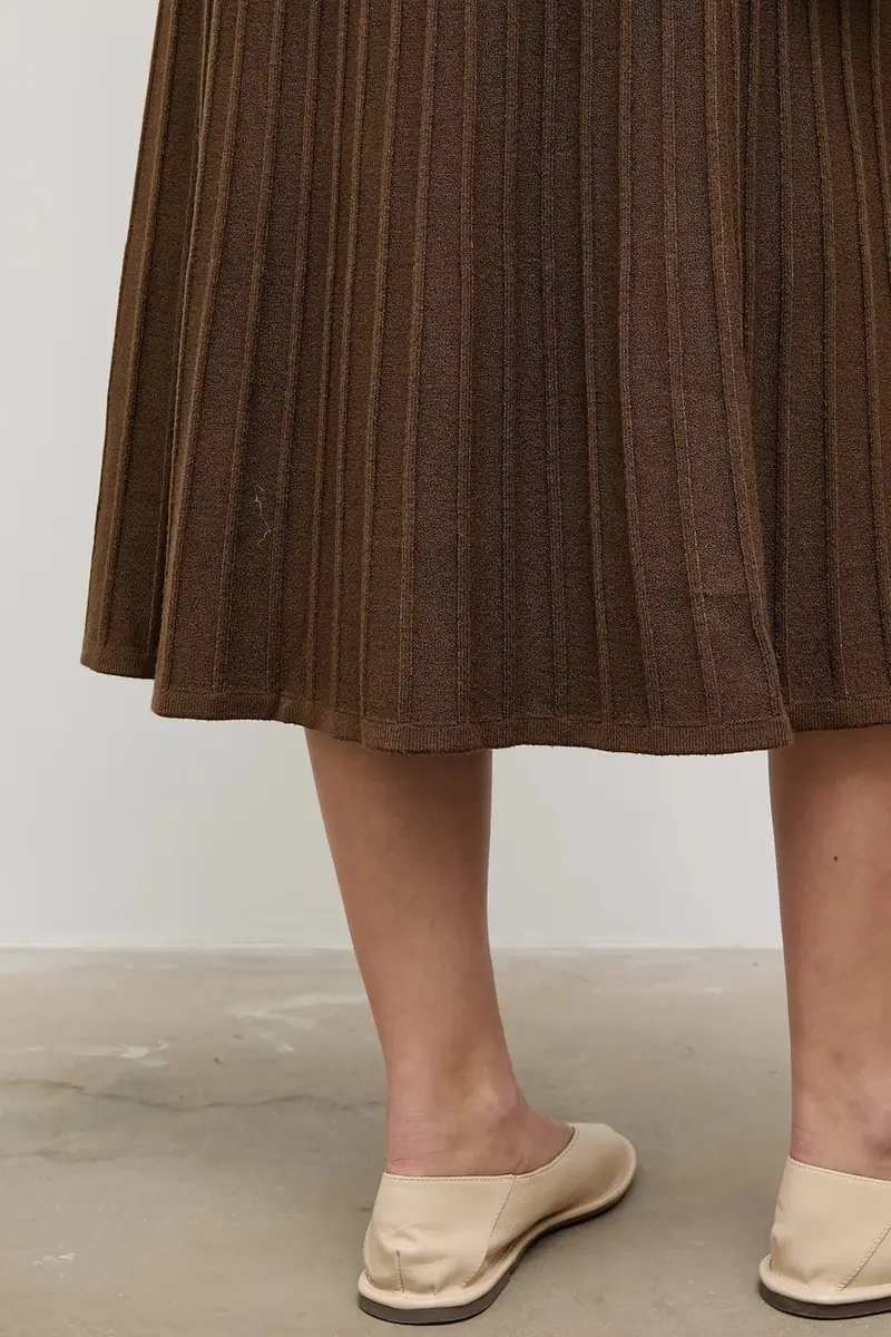 gonna in cashemire colore marrone miniatura 5