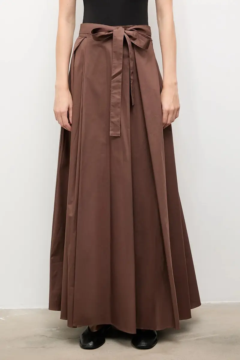 gonna in cotone colore marrone miniatura 2