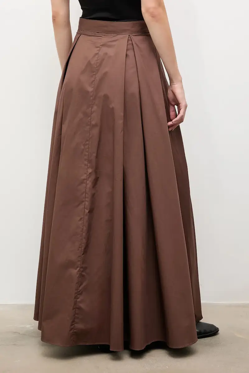 gonna in cotone colore marrone miniatura 3