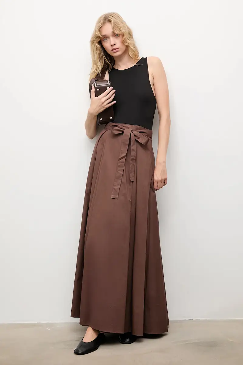 gonna in cotone colore marrone