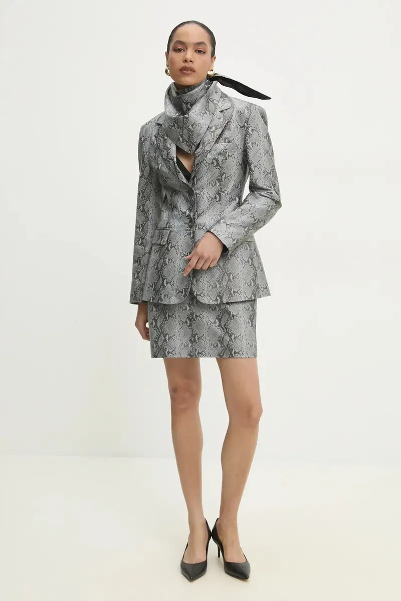 gonna in pelle colore grigio miniatura 2