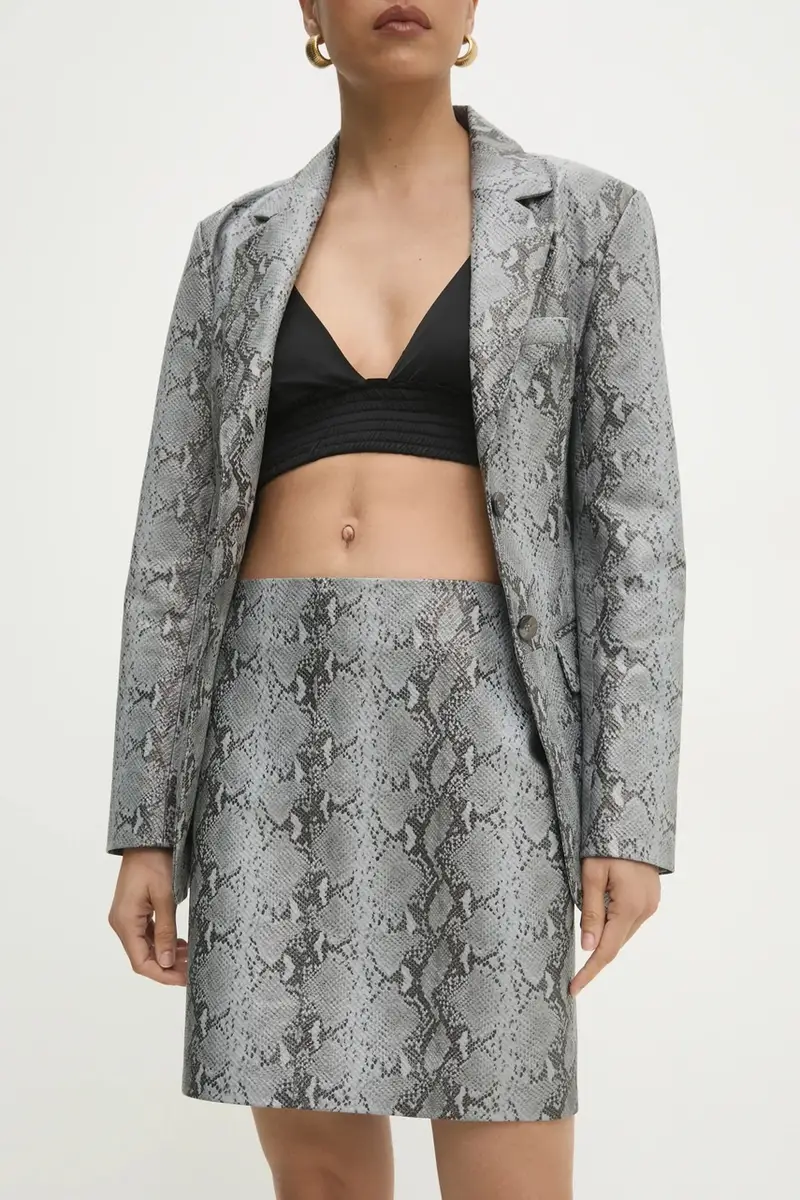 gonna in pelle colore grigio miniatura 4