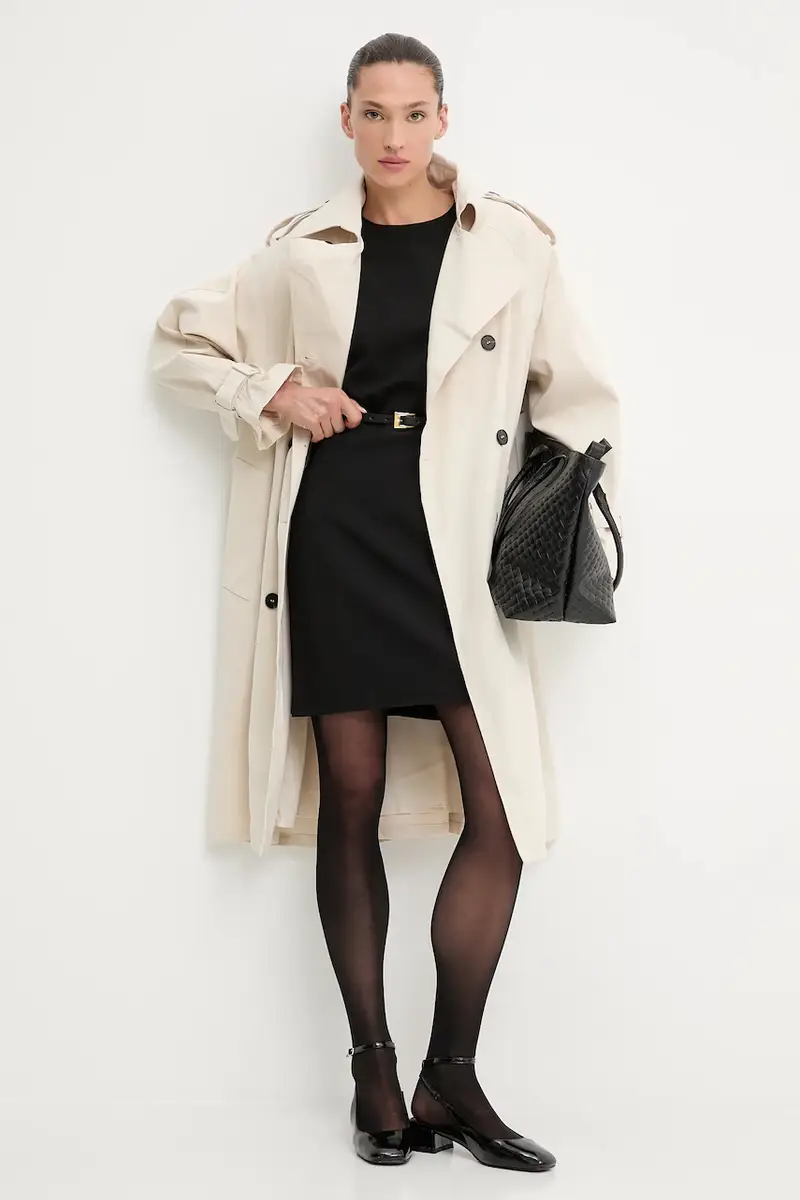 impermeabile di cotone colore beige miniatura 2