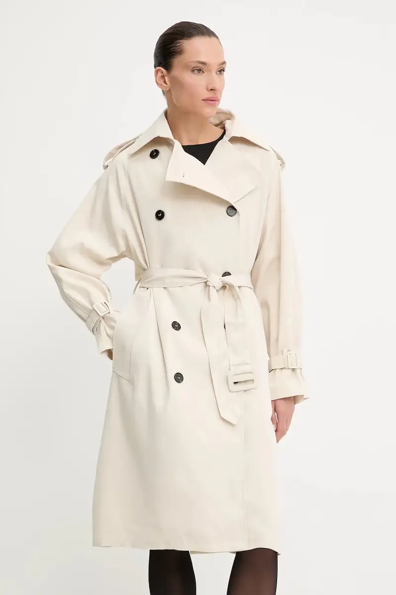 impermeabile di cotone colore beige miniatura 4