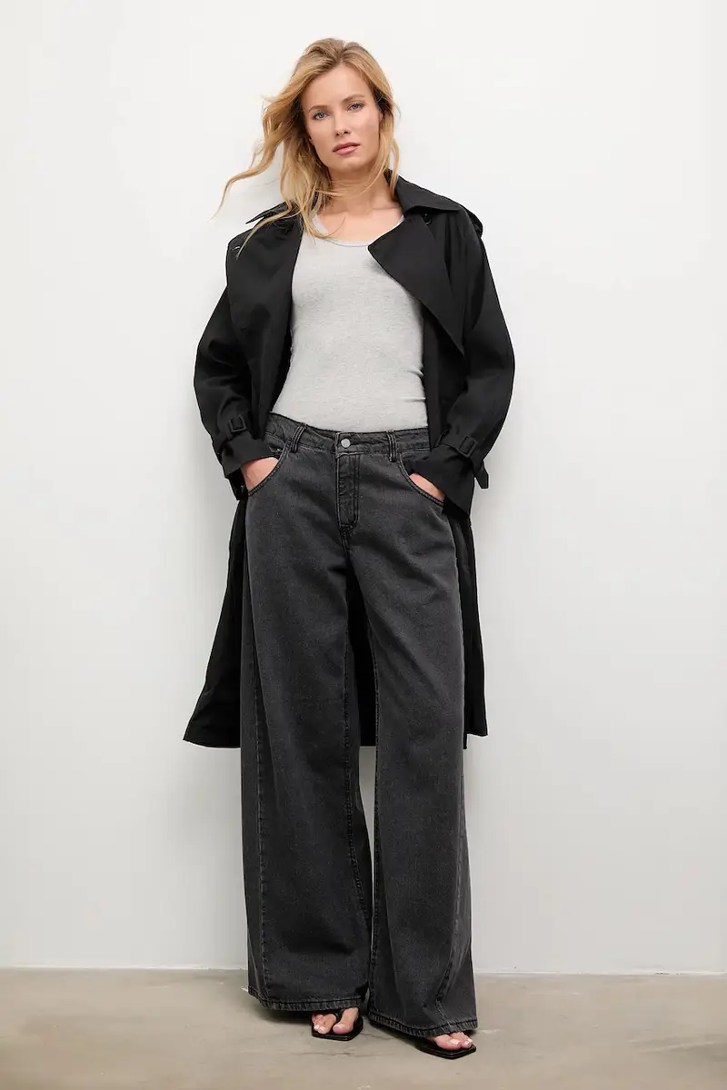 impermeabile di cotone colore nero miniatura 2