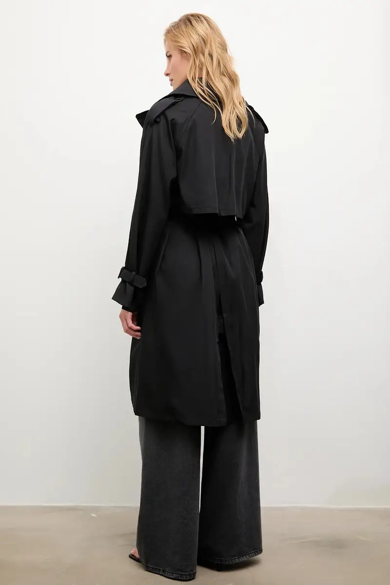 impermeabile di cotone colore nero miniatura 3