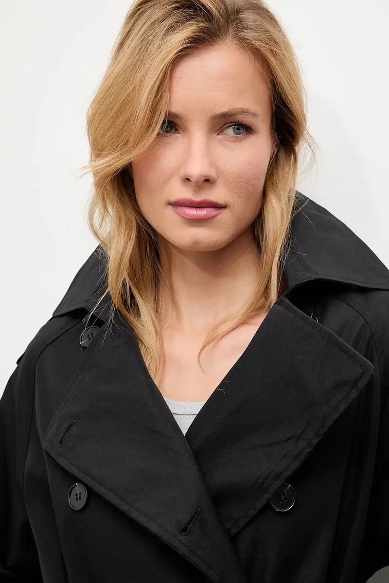 impermeabile di cotone colore nero miniatura 4