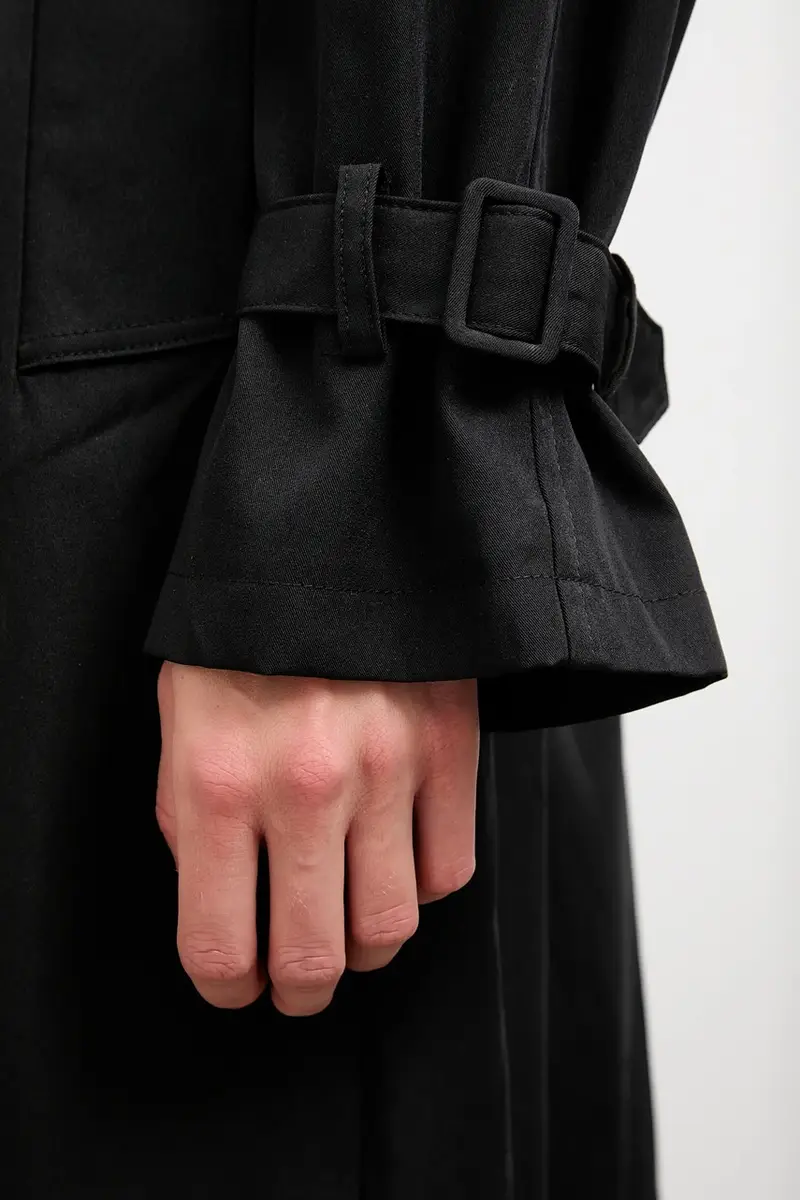 impermeabile di cotone colore nero miniatura 5