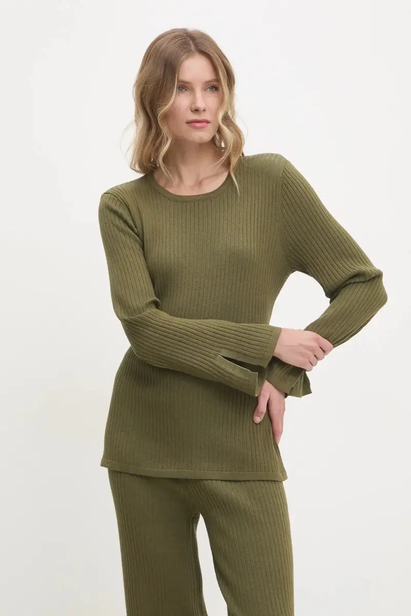 Answear Lab maglia e pantaloni colore verde miniatura 3