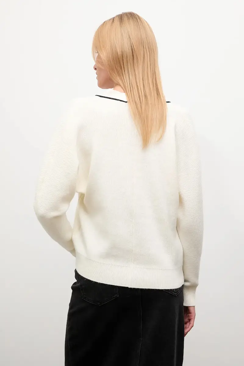 maglione con cashemire e seta donna colore beige miniatura 3