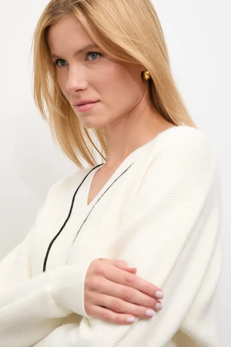 maglione con cashemire e seta donna colore beige miniatura 4