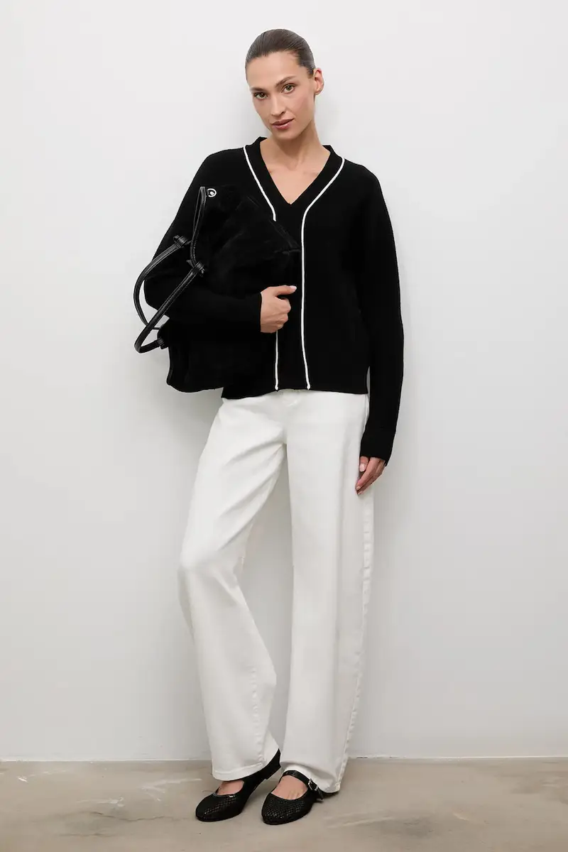 maglione con cashemire e seta donna colore nero miniatura 2