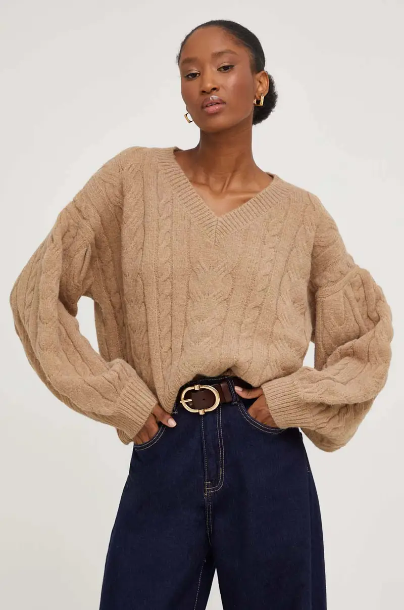 maglione con lana Marrone miniatura 4