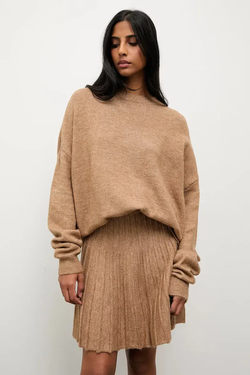 maglione e gonna donna colore beige miniatura 2