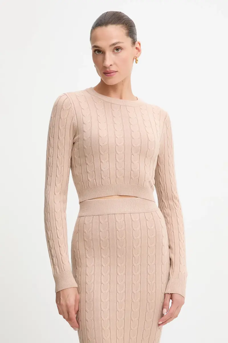 maglione e gonna donna colore beige miniatura 3