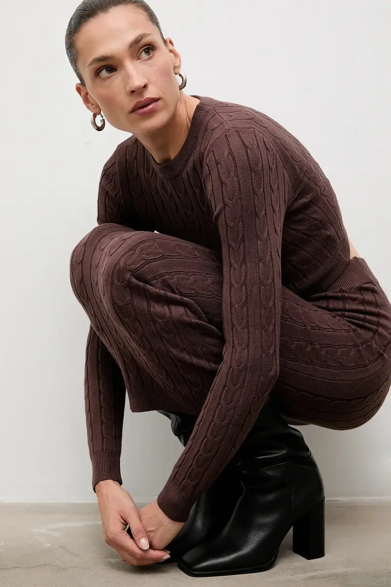 maglione e gonna donna colore marrone miniatura 5