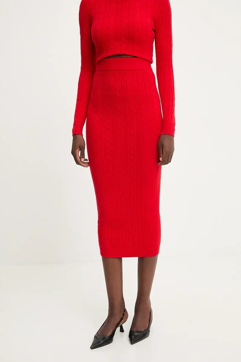 maglione e gonna donna colore rosso miniatura 3